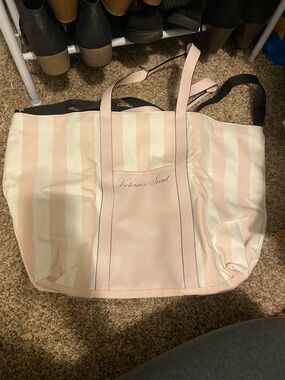 Victoria's Secret Pink & White Striped Tote